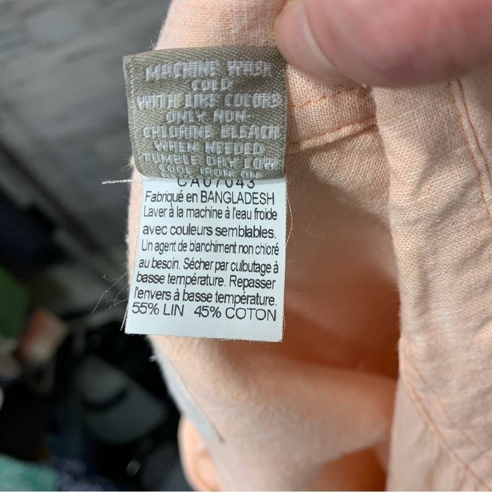 Bruno Men's Shirt Sz XL Peach Casual Button Up  Linen Cotton Blend Short Sleeve - Picture 11 of 12